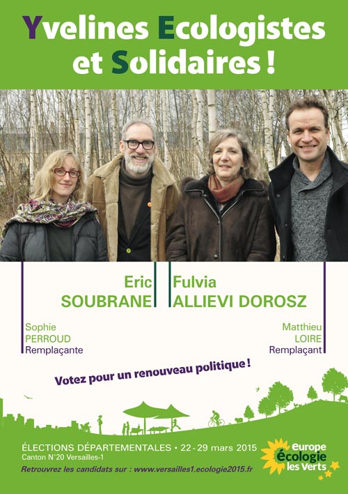 canton 20 Versailles 1 affiche candidats pour les élections départementales 2015 Yvelines