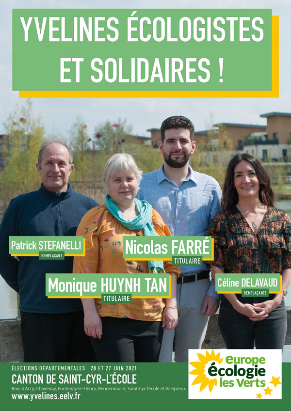 Affiche candidats EELV pour le canton de Saint-Cyr-l'École